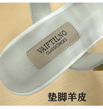 Women's Heels Sandals Gladiator Summer Luxury Brand Designer Rivets Open Toe Slipper Slingbacks Comfortable Ladies Shoes Women