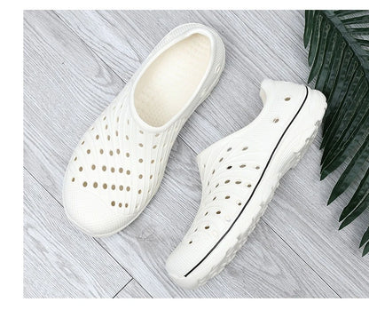 Crestar Men's Clogs Sandals Summer Holes Breathable Garden Home Sandals Fashion Outdoor Antiskid Sole Beach Slides Solid Color