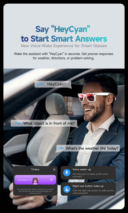 AI Smart Glasses 800W Anti Shake HD Camera Video Recording Languages Translation Sunglasses Bluetooth Call Music Play Man Women