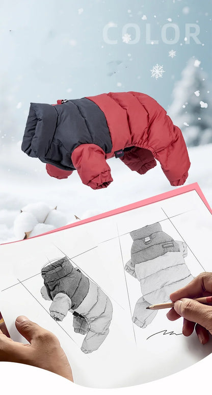 Winter Warmth Cotton Clothing for Pet Thickened Jumpsuit Coat Graphene Windproof Waterproof Pullable Dog Clothes