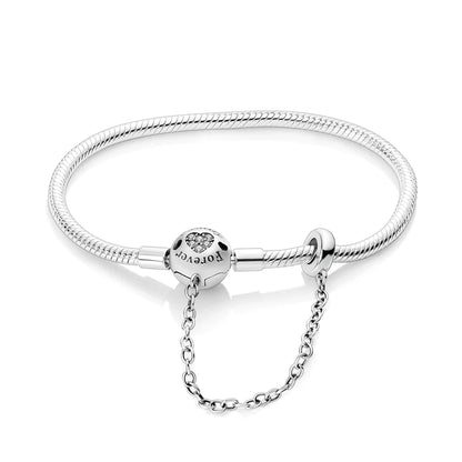 925 Sterling Silver Heart Love Snake Chain Bracelet Infinite Knot Butterfly For Women Fit Original Charms Beads Jewelry Gift