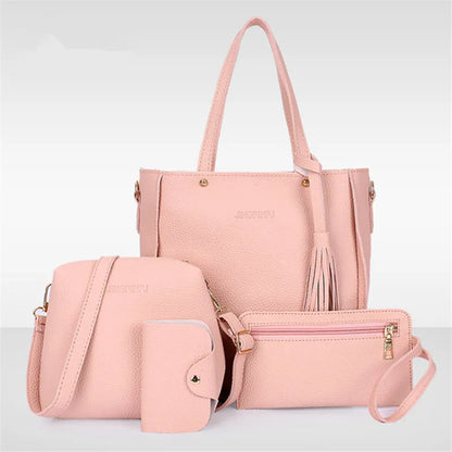 4pcs Elegant Minimalist Women'S Shoulder Bag, Handbag, Crossbody Bag, Women Storage Bag, Holiday Gift, Synthetic, Zipper Closure