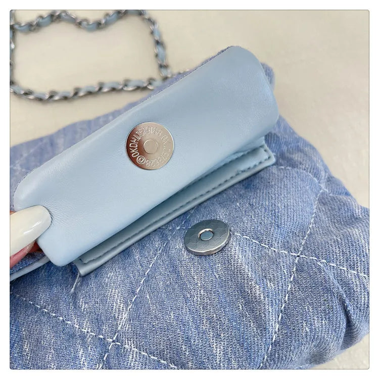 Korean Brand Shoulder Bag 2026 New Denim Side Bags for Women Ladies Crossbody Solid Fashion Chain Designer Daily Commuter City