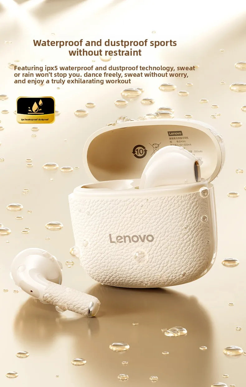 Original New Lenovo TWS Earphones EA166 Bluetooth V5.4 True Wireless Headphones Hi-Fi Sound Waterproof Headset Leather Texture