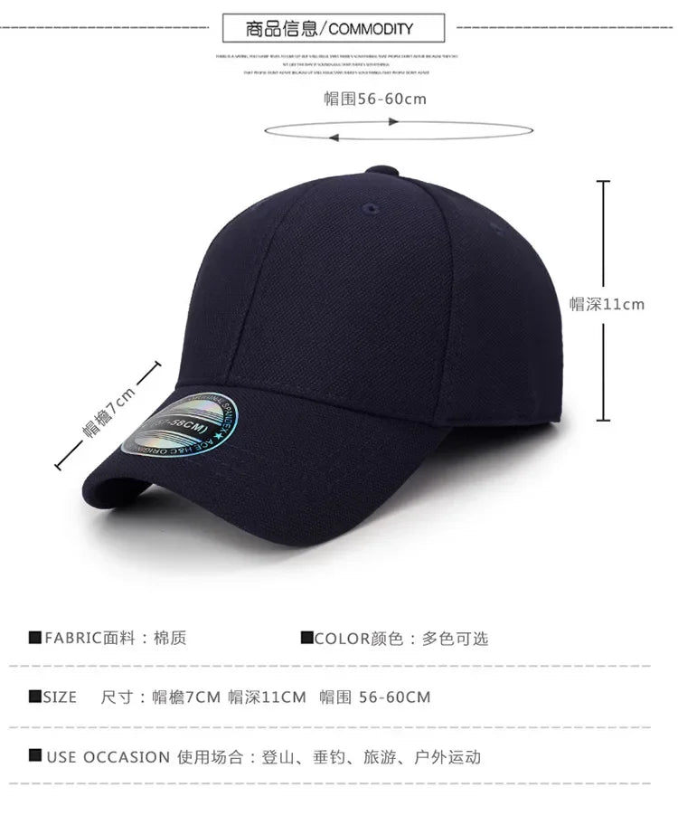 Back Closed Baseball Caps Full Closure Snapback Hats Hip Hop Hat for Men Women58-60cm Dad Hats Cap Kids Adults