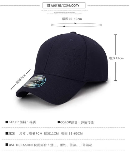 Back Closed Baseball Caps Full Closure Snapback Hats Hip Hop Hat for Men Women58-60cm Dad Hats Cap Kids Adults