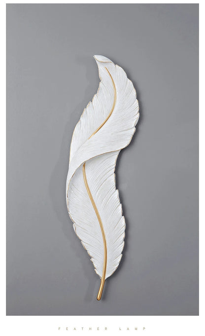 Nordic Feather Wall Lamp, Living Room, Bedroom, Headboard, Foyer, Creative Feather Lamp, Resin Aisle, Minimalist Background Ligh