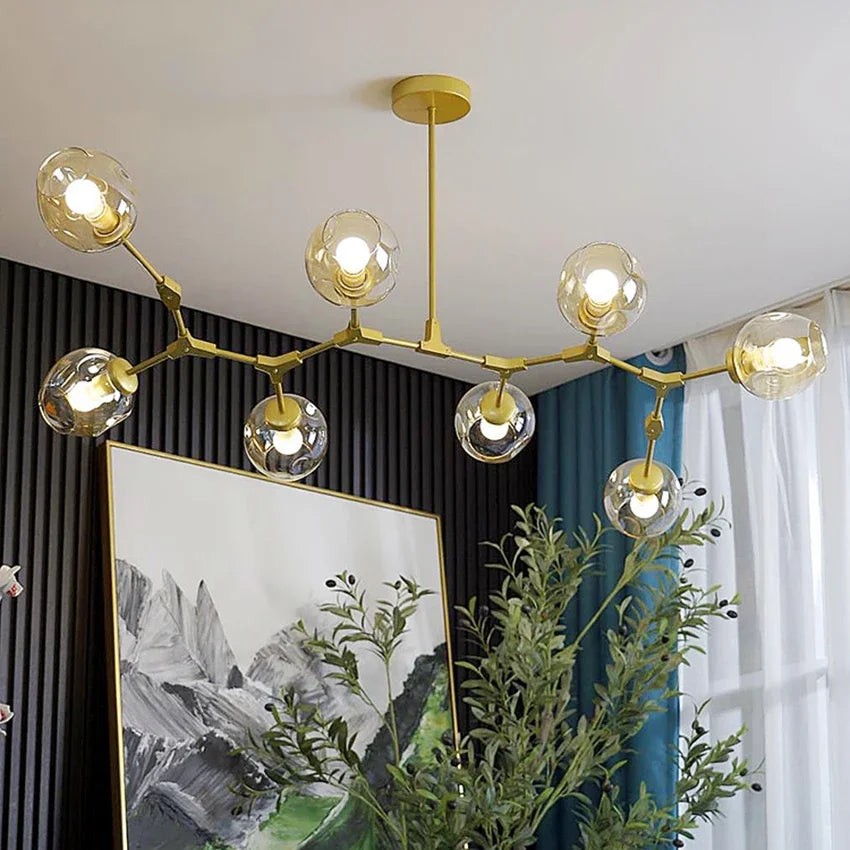 Italy Designer LED Modern Pendant Lights Branching Ceiling Lamp Chandelier Glass Lampshade Suspension Lighting Kitchen Dining