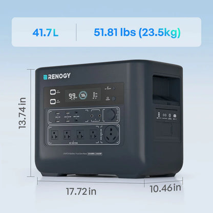 Renogy PowerStation 2000 Portable Power Station, 2048Wh LiFePO4 Solar Generator, 2400W/3600W Surge, TT-30 RV Outlet, ≤20ms UPS Backup, 25dB Quiet, 1-Hr Fast Charge for Home & Off-Grid