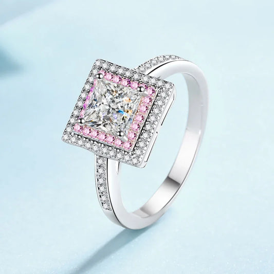 1ct Women's Square Sugar Sweet Moissanite Ring PT950 Platinum High Grade Craft Ideal for Wear And Collection