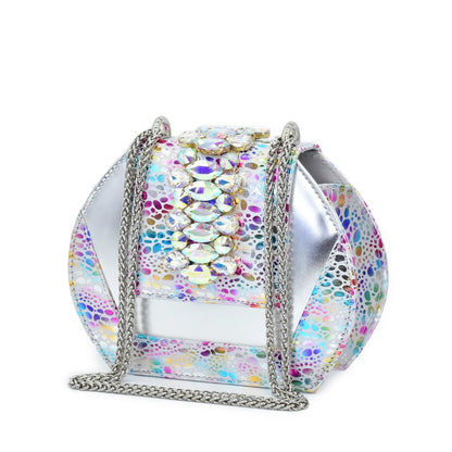 2025 Rhinestone Design INS Hot Sale New Arrivals African Shoes and Bag Set in Silver Color Open Toe Comfortable Women Heels