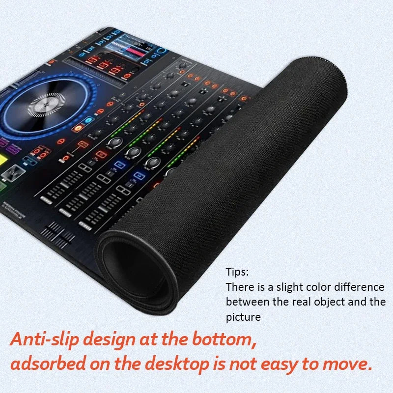 DJ Controller Mouse Pad Large Desk Accessories Desk Pad Rubber Base with Stitched Edge Mousepad Non-Slip Mousepad for Office