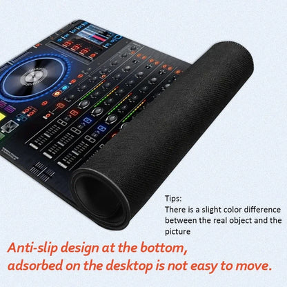 DJ Controller Mouse Pad Large Desk Accessories Desk Pad Rubber Base with Stitched Edge Mousepad Non-Slip Mousepad for Office