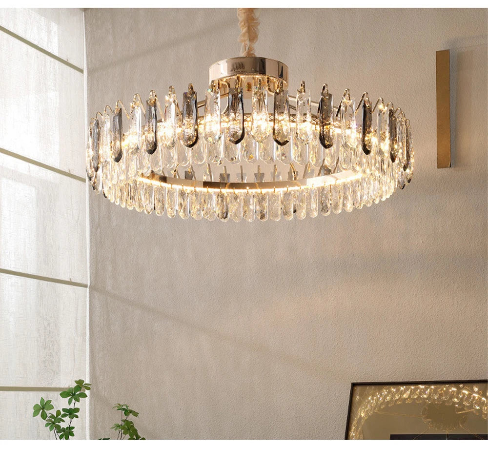 Clear Crystal Ceiling Chandeliers New LED Lights Luxury Rectangle Hanging Lamp Modern Home Decor Lustres for Dining Room Table
