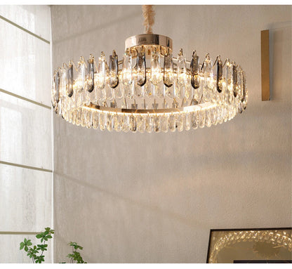 Clear Crystal Ceiling Chandeliers New LED Lights Luxury Rectangle Hanging Lamp Modern Home Decor Lustres for Dining Room Table