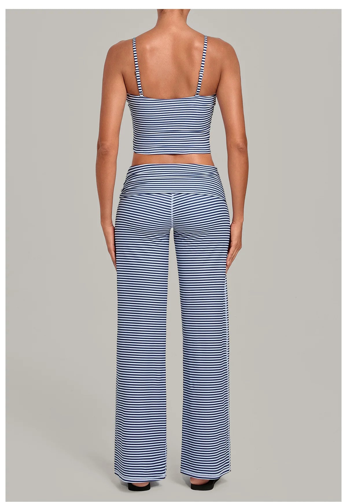 2PCS Stripes And Polka Dots Yoga Suit Women Tracksuits Sports Outfits Gym Clothes Breathable Sports Bra Fitness Flared Pants Set