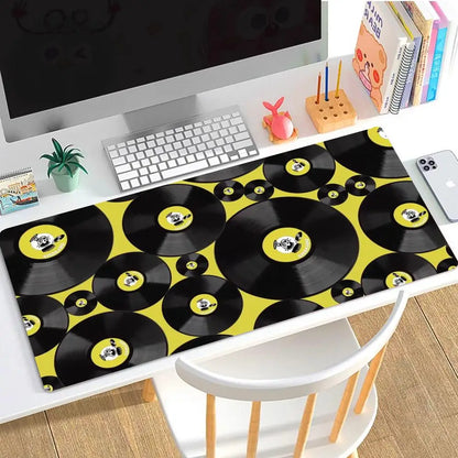Large Size Mousepad Table Mat For Bedroom Learning Games Nostalgic Vinyl Cassette Themed For Laptop Office Desktop Mat