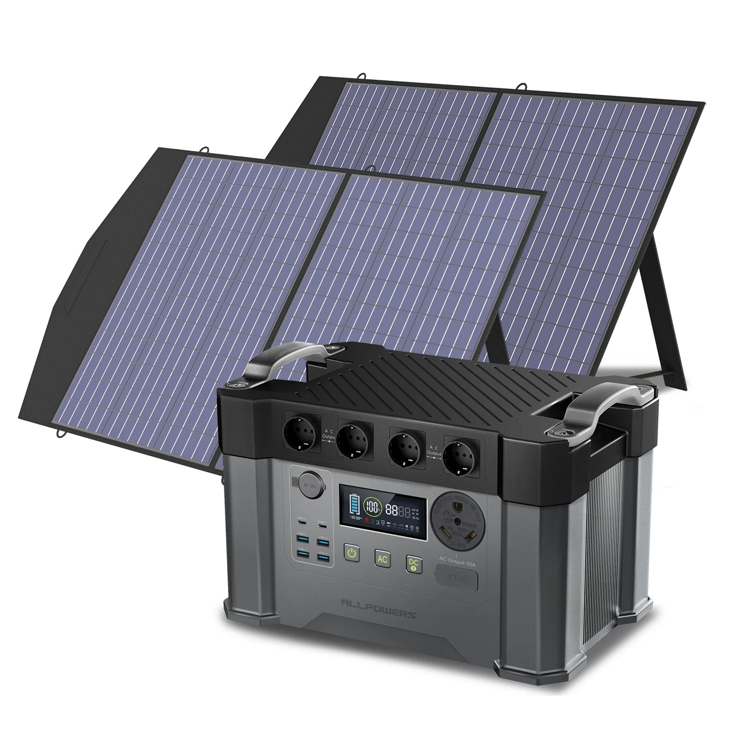 ALLPOWERS S2000 PRO Solar Generator 2400W Power Station & SP027 100W / SP033 200W Folable Solar Panels solar Charger for Camping