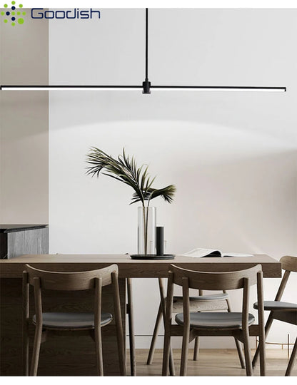 Modern Simplicity Long Linear LED Pendant Lights Strip Hanging Indoor Lamps for Office Table Kitchen  Home Decoration Chandelier