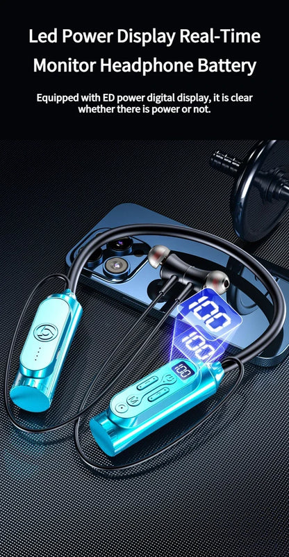 Earphones 12000mAh In-ear/Semi-in-ear Bluetooth Headset Magnetic Switch Pause Play Neck Hanging Dual Device Connection Earbuds