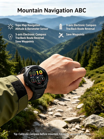 Garmin Forerunner 265 Outdoor GPS Smartwatch, Multi-Band Navigation with Topo Map, Altimeter Compass, 24/7 Health Tracking SpO2 Sleep Monitor, Cycling Running Hiking Triathlon
