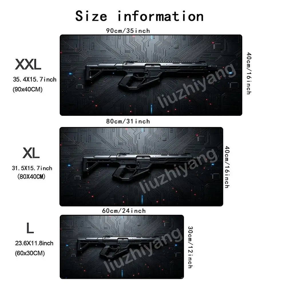Gun-Themed Mouse Pad Large Size Rubber Base Anti-slip PC Desk Accessories Mousepad for Offices and Gamer Keyboard Mats Decor Mat