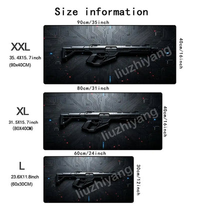 Gun-Themed Mouse Pad Large Size Rubber Base Anti-slip PC Desk Accessories Mousepad for Offices and Gamer Keyboard Mats Decor Mat