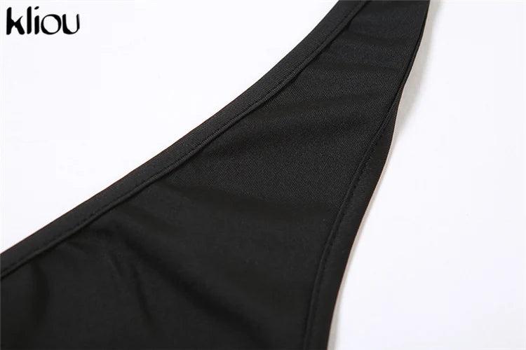 Kliou Casual Halter Rompers Women Sporty Concise Solid V-neck Sleeveless Cleavage Backless Skinny Playsuits Female Activewear