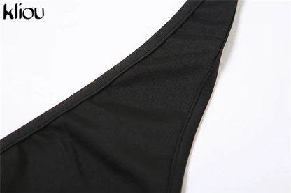 Kliou Casual Halter Rompers Women Sporty Concise Solid V-neck Sleeveless Cleavage Backless Skinny Playsuits Female Activewear