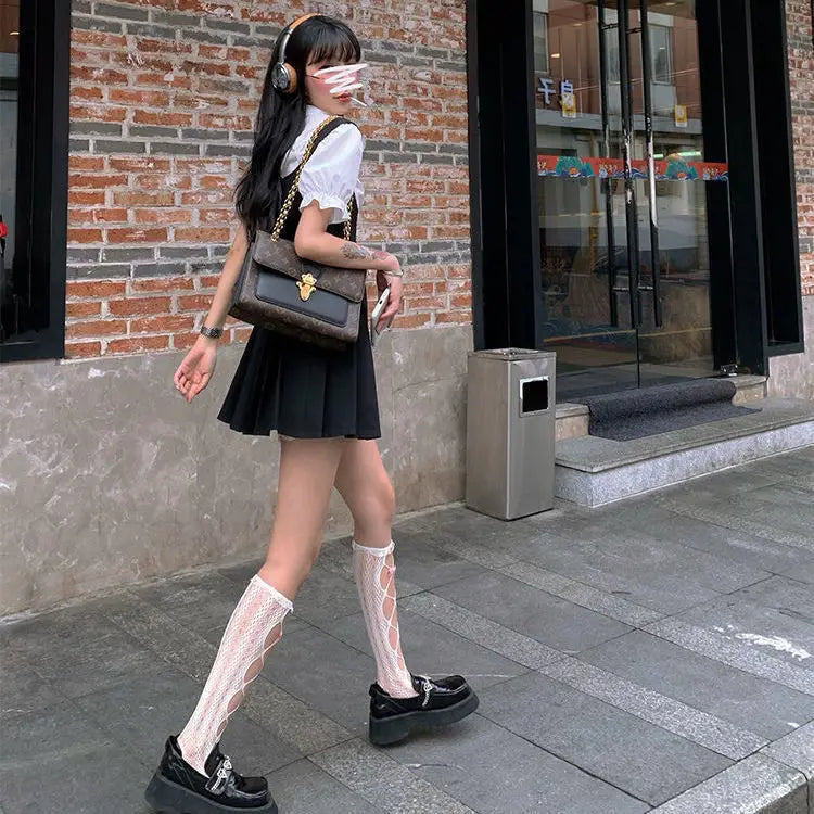 2025 korea japan style female summer fashion style jk uniform halter pleated skirt bubble short sleeve shirt two piece sets g823