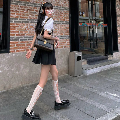 2025 korea japan style female summer fashion style jk uniform halter pleated skirt bubble short sleeve shirt two piece sets g823