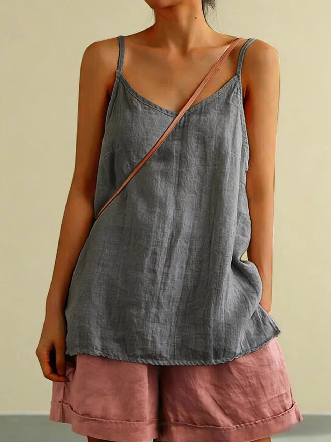 Women's Summer Thin Cotton Linen Style Camisole Fashion Sling Tops Harajuku T-shirt Women Clothing Casual Tank Top Streetwear