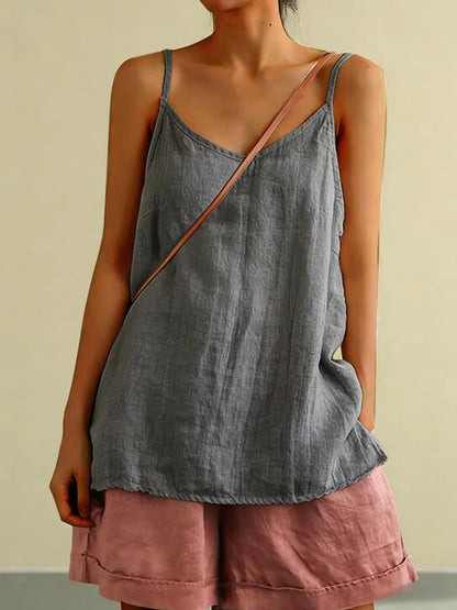 Women's Summer Thin Cotton Linen Style Camisole Fashion Sling Tops Harajuku T-shirt Women Clothing Casual Tank Top Streetwear