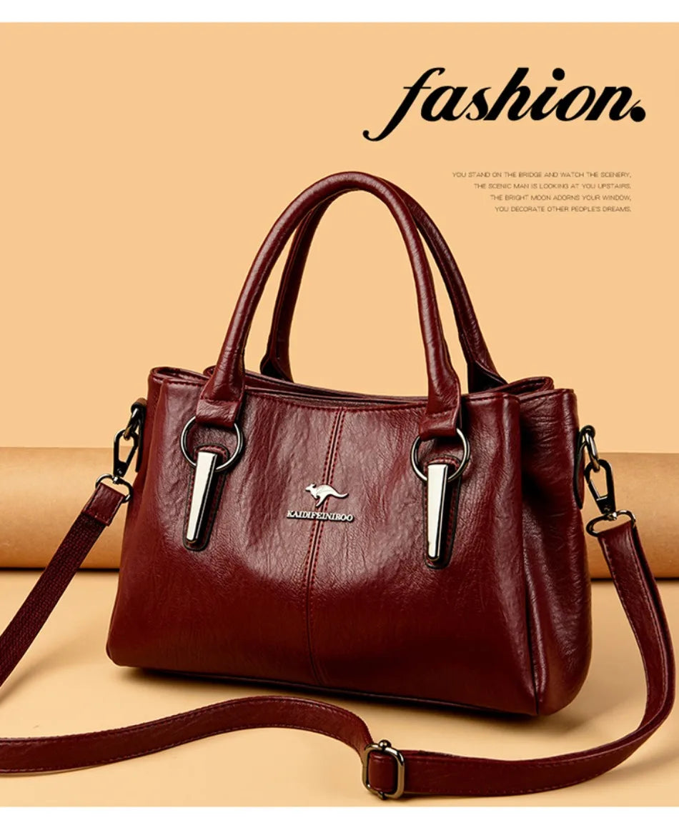 Genuine 3Layers High Quality Soft PU Leather Ladies Shoulder Crossbody Bags for Women  Luxury Handbags  Women  Designer A Main