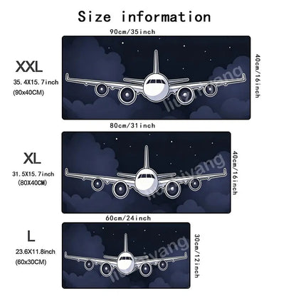 Night View Airplane Mouse Pad Large Computer Office Game Table Mat Rubber Anti-slip Stitched Keyboard Mats 90x40 XXL Desk Pads
