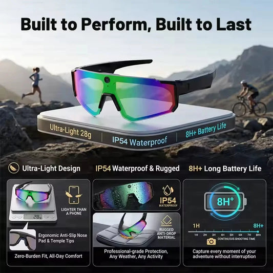Outdoors Cycling AI Smart Glasses with Camera 1200P Video Recording Anti-Shake Shooting AI  Voice Translation Windproof Goggles