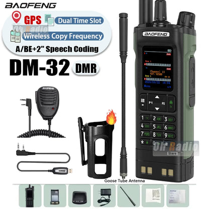 BAOFENG DM-32 Walkie Talkie With Belt Holster DMR Radio Digital GPS APRS AES256 Type-C Vox 4000CH DualMode Analog Dual Time Slot