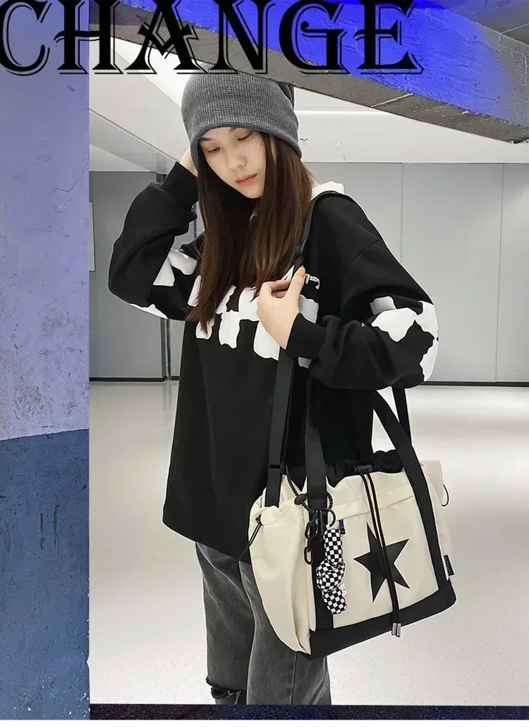 Women New Crossbody Bag Wholesale Large Capacity Couple Shoulder Bag New Casual Nylon Tote Bag Luxury Drawstring Handbag 2025