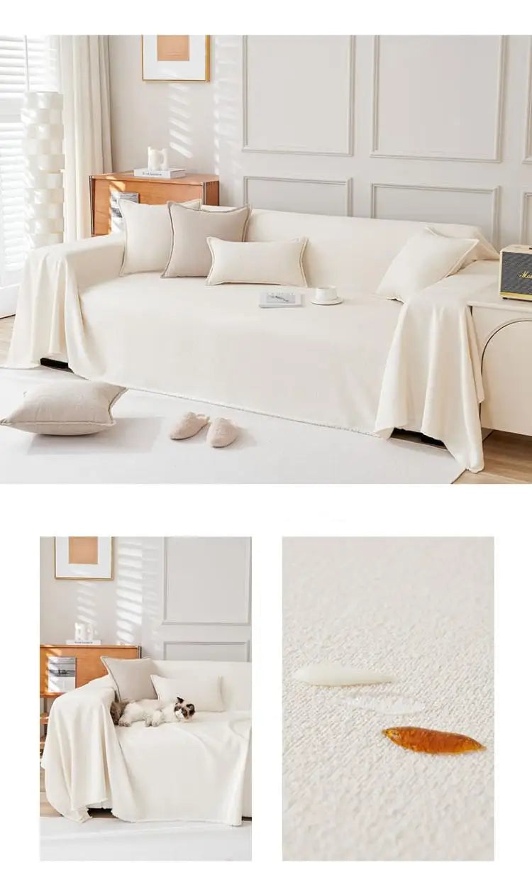 1pcs Solid color Sofa Cover Simple Anti-cat Scratch Solid Color Cushion Home Living Room Seat Dustproof Blanket