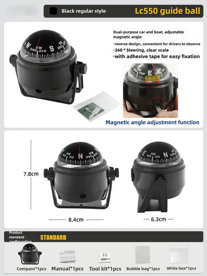 LED Light Electronic Compass, High Precision Pivoting Navigation Compass for Boat Car Marine Use