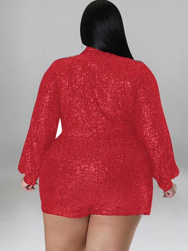 Jumpsuits Women Elegant Luxury Plus Size Party Ladies Long Sleeve Jumpsuit with Sequins 3xl 4xl 5xl Sexy Evening Woman Jumpsuit