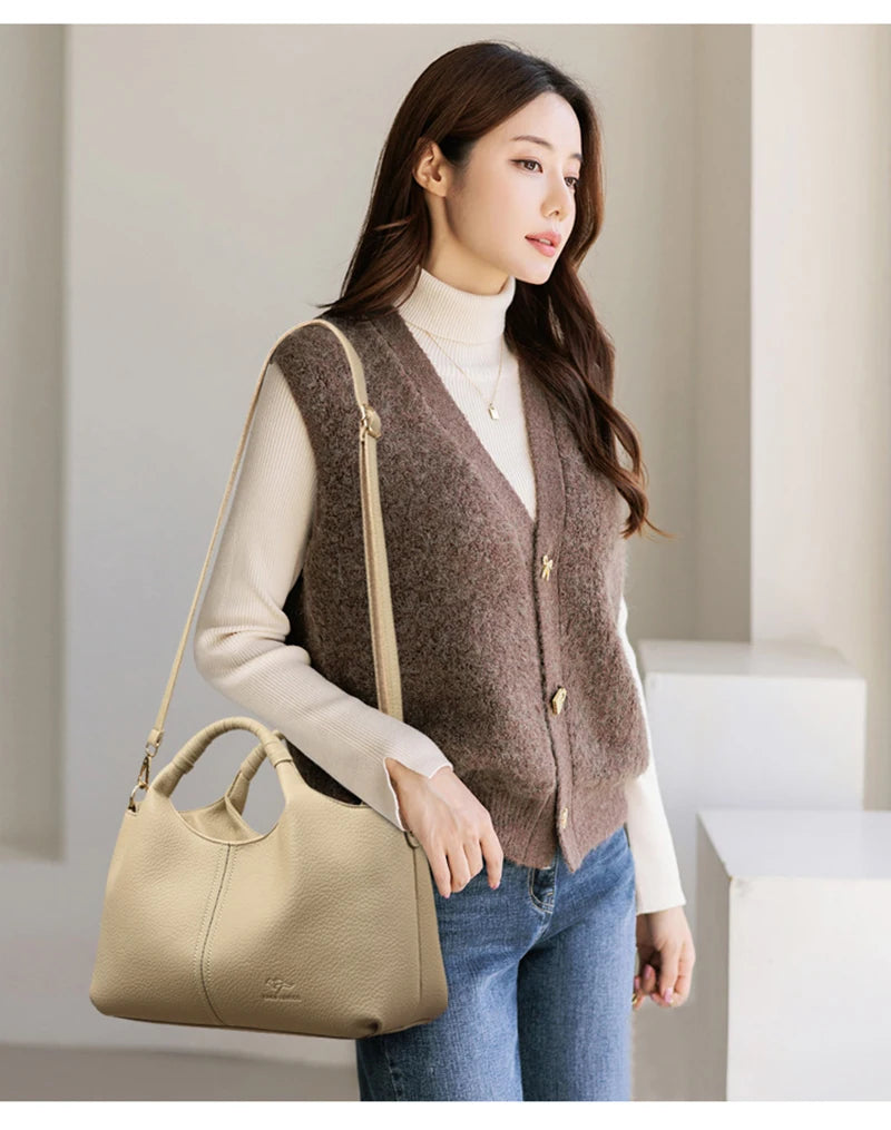 Authentic Leather Tote Bag Luxury Large Capacity Women's Single Shoulder Diagonal Crossbody Bags Fashion Simple Female Handbag
