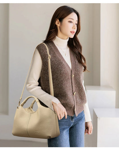 Authentic Leather Tote Bag Luxury Large Capacity Women's Single Shoulder Diagonal Crossbody Bags Fashion Simple Female Handbag