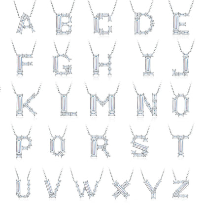 PureNew 26 Letter A-Z 4x12mm Moissanite Necklace For Women S925 Silver D Color 18k Plated Sparking Women's Moissanite Chain