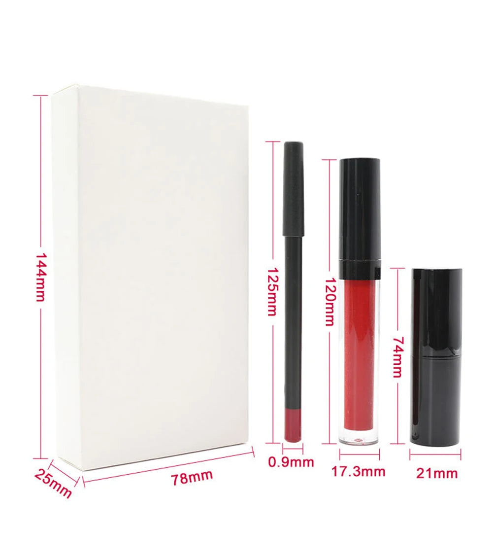 Private Label Lip Set Three-piece Lip Liner Matte Lipstick Lip Gloss Moisturizing Long-lasting High Pigment Lip Kit Wholesale