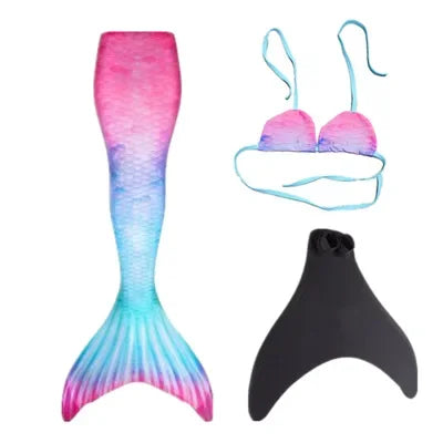 New Kids Adult Swimming Mermaid Tail Girl Mom Cosplay Mermaid Costume Children Party Gift Fantasy Swimsuit with Monofin Fin