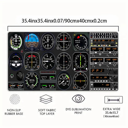 Airplane Dashboard Mouse Pad Large Rubber Base Anti-slip PC Desk Accessories Mousepad for Office & Gamer Keyboard Mats Decor Mat