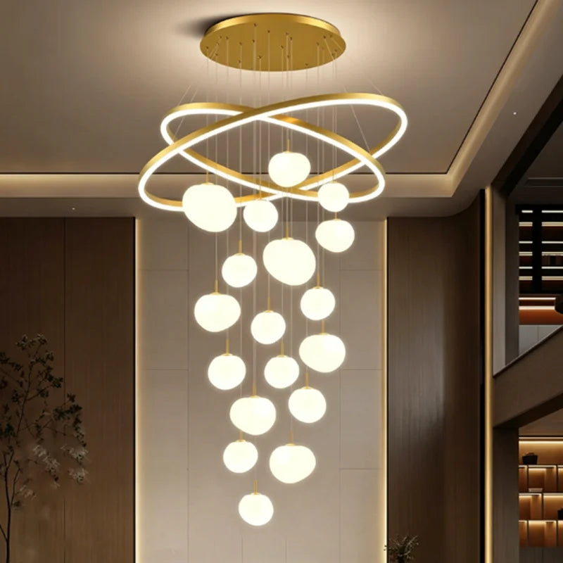 Modern Home Decor LED Lights Pendant Light Lamps for Staircase Chandeliers for Living Room Hanging Light Indoor Lighting