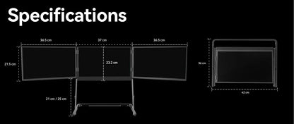 Sibolan 14" Three Screen Portable Monitor 60Hz 100% sRGB Metal Body HDMI USB-C Plug Tripe Laptop Screen Extender For Win mac OS