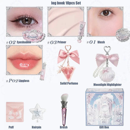 Flower Knows Make Up Sets Cosmetics Full Set Shells Pearl Eyeshadow Lip Gloss Blushes For Cheek Highlighter Gift Box Makeup Kit